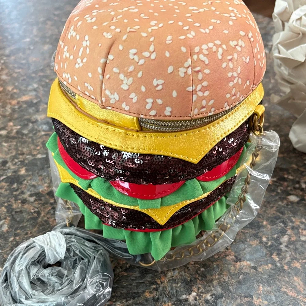 Betsey Johnson Multicolor Sequin Burger Crossbody Bag - Picture 2 of 8
